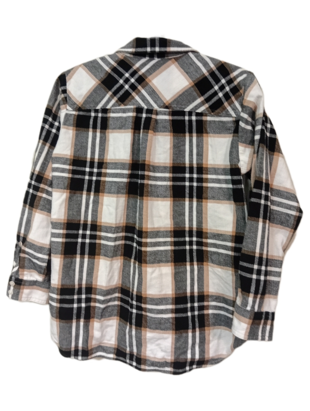 LOFT Plaid Button-Down Shirt in Black, Gray & Cream - Picture 4 of 5